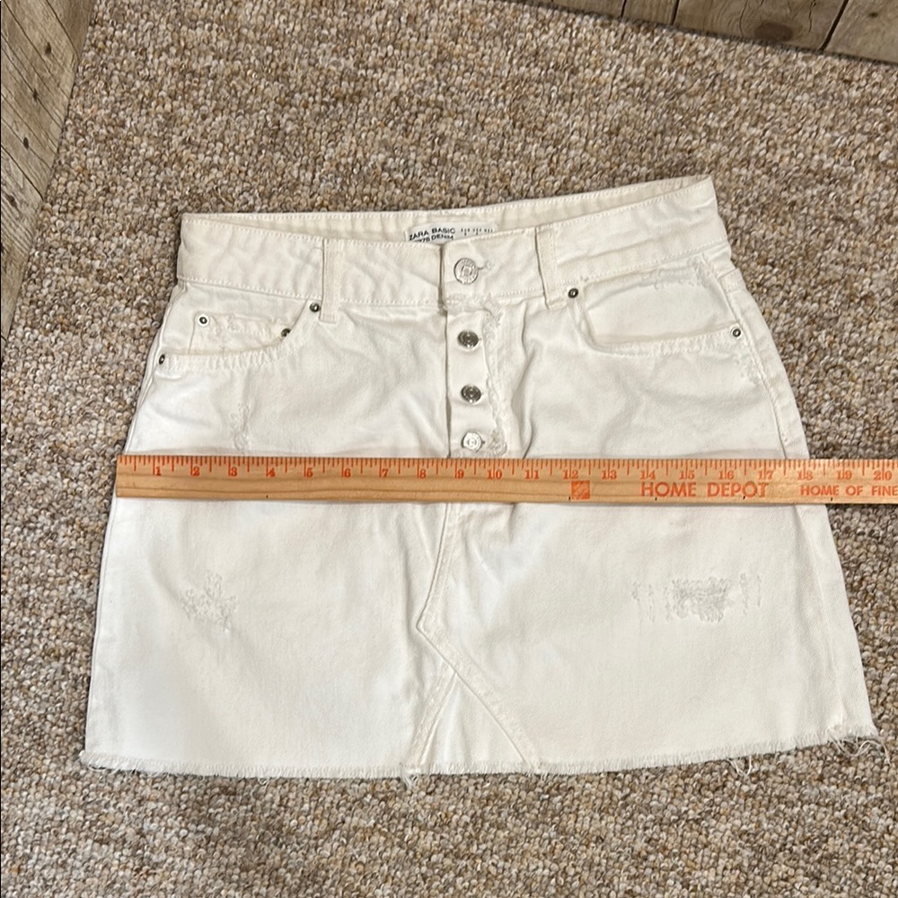 White Zara Denim Mini Skirt Small - Picture 6 of 13